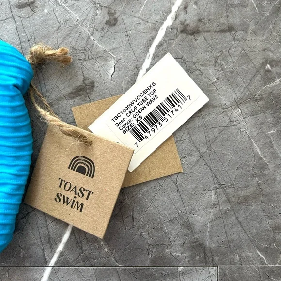 Toast Swim x Free People Crop Tube Top + Banded Waist Bottom – Ocean Wave – XS - Picture 4 of 5